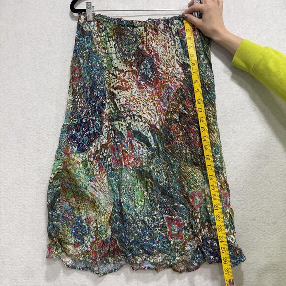 Apropos Skirt Womens Small Multicolor Crinkle Boho Abstract Made USA Patchwork - Picture 3 of 8